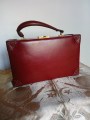 Petit sac malette en cuir bordeaux