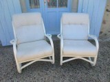 Paire de Fauteuils Rotin blancs